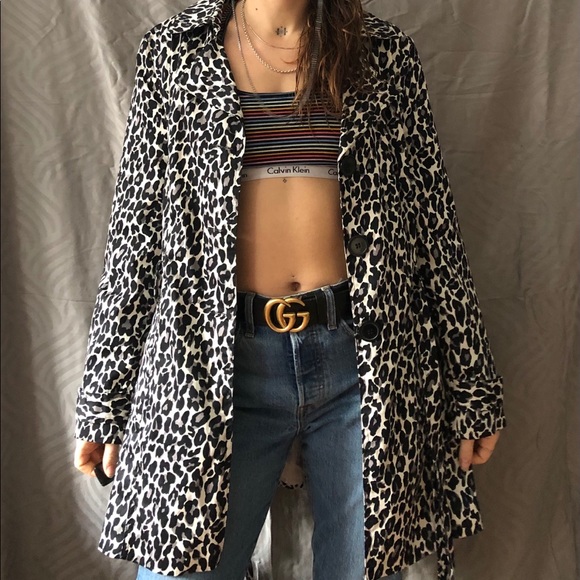 VINTAGE LEOPARD PRINT TRENCH COAT - Picture 4 of 4